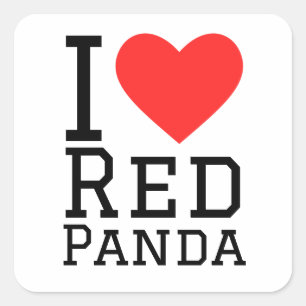 Ich Liebe roter Panda Quadratischer Aufkleber