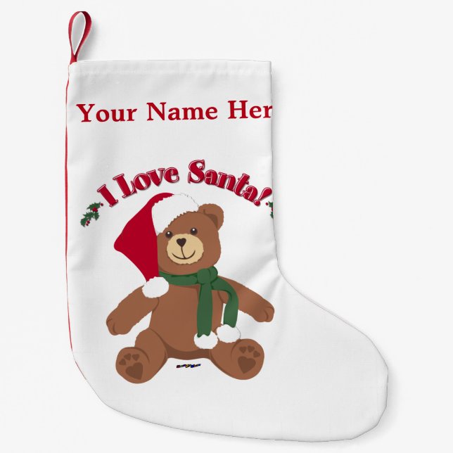 Ich Liebe Santa! Christmas Teddy Bear Kleiner Weihnachtsstrumpf (Vorderseite)