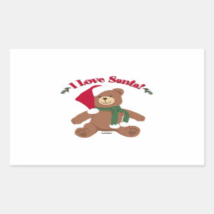 Ich Liebe Santa! Christmas Teddy Bear Rechteckiger Aufkleber