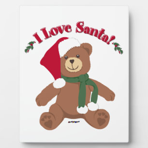 Ich liebe Santa! Weihnachts-Teddybär Fotoplatte