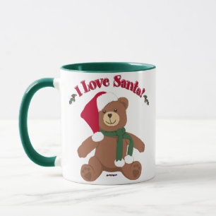 Ich liebe Santa! Weihnachts-Teddybär Tasse