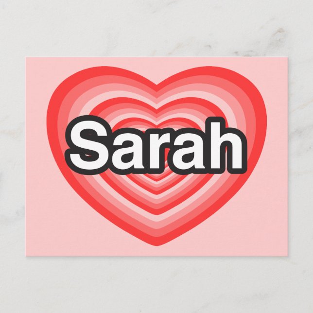Ich Liebe Sarah. Ich Liebe dir Sarah. Herz Postkarte (Vorderseite)