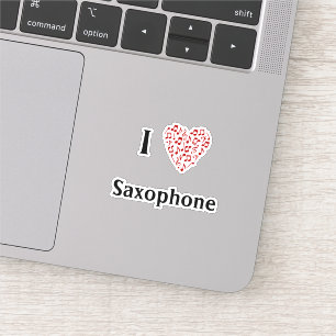 Ich liebe Saxophon Rotes Herz der Musiknoten Vinyl Aufkleber