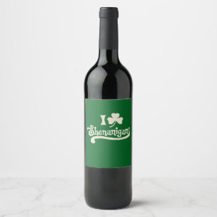 Ich liebe Schabernack Kleeblatt Shamrock St. Patri Weinetikett