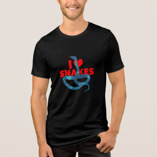 Ich liebe Schlangen Reptilienliebhaber Herpetologi Tri-Blend Shirt