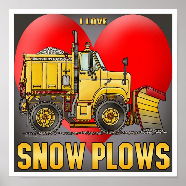 Ich Liebe Schneepflug Trucks Plakat drucken (Vorne)