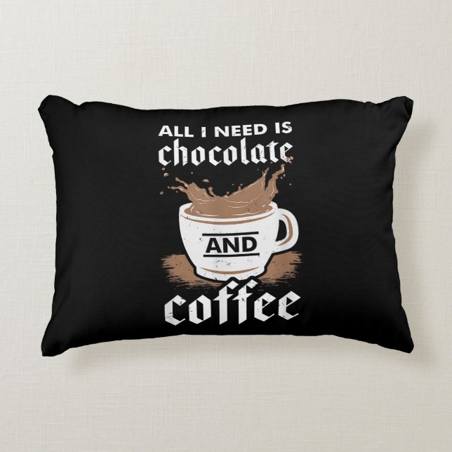 Ich Liebe Schokolade und Kaffee Dekokissen (Vorderseite)