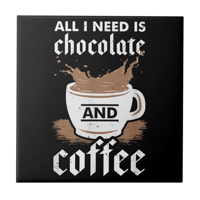 Ich Liebe Schokolade und Kaffee Fliese (Vorderseite)