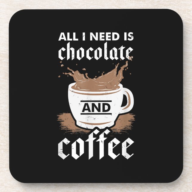 Ich Liebe Schokolade und Kaffee Getränkeuntersetzer (Vorderseite)