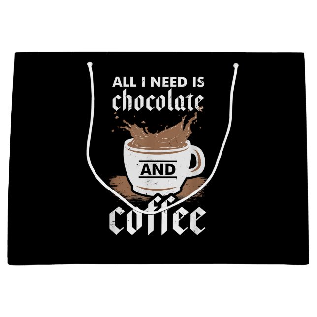 Ich Liebe Schokolade und Kaffee Große Geschenktüte (Vorderseite)