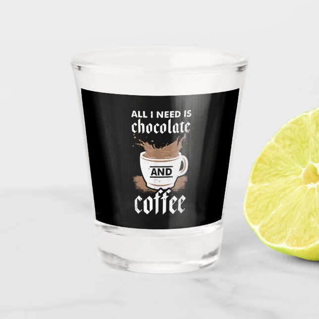 Ich Liebe Schokolade und Kaffee Schnapsglas (Vorderseite)