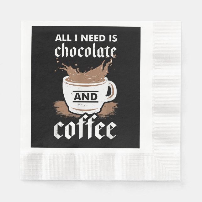 Ich Liebe Schokolade und Kaffee Serviette (Vorderseite)