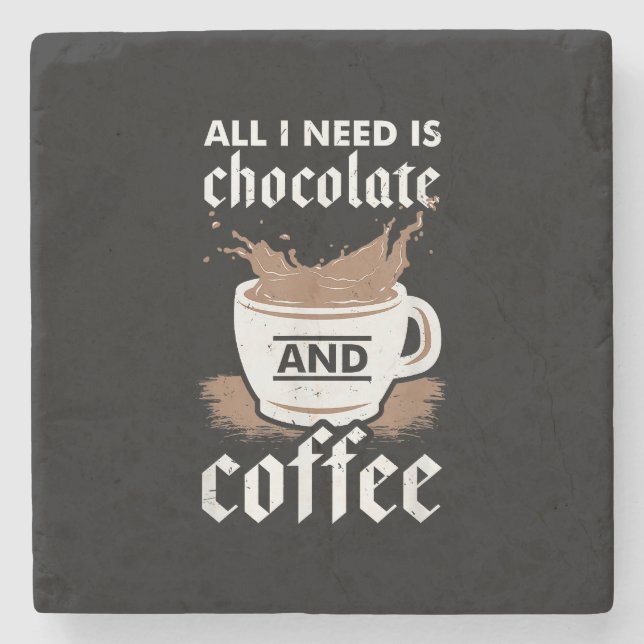 Ich Liebe Schokolade und Kaffee Steinuntersetzer (Vorderseite)