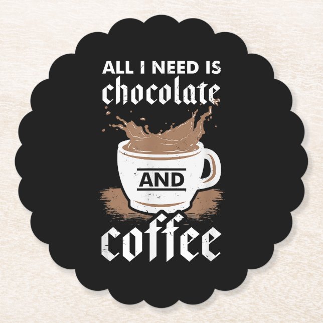 Ich Liebe Schokolade und Kaffee Untersetzer (Vorderseite)