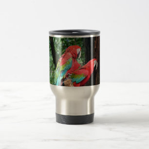 Ich Liebe schöne Vögel! Rote und blaue Papageien. Reisebecher