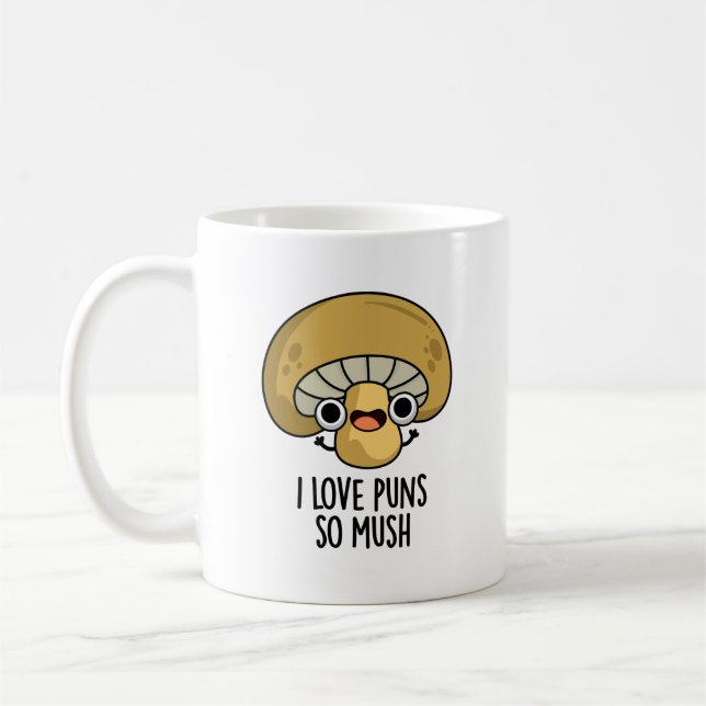 Ich Liebe schubst so viel lustige Pilzpuppe Kaffeetasse (Links)