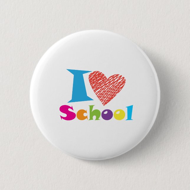 Ich Liebe Schule. Zurück zur Schule. Cartoon Absch Button (Vorderseite)