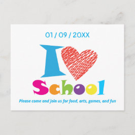 Ich Liebe Schule. Zurück zur Schule. Cartoon Absch Postkarte