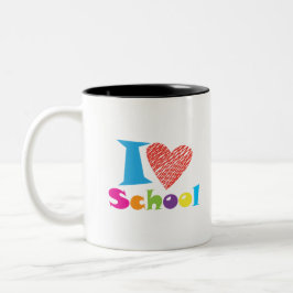 Ich Liebe Schule. Zurück zur Schule. Cartoon Absch Zweifarbige Tasse