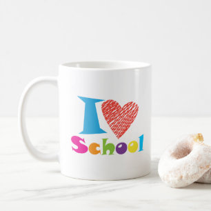 Ich Liebe Schule. Zurück zur Schule. Cartoon Kaffeetasse
