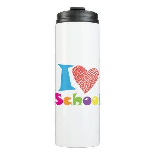 Ich Liebe Schule. Zurück zur Schule. Cartoon Nied Thermosbecher