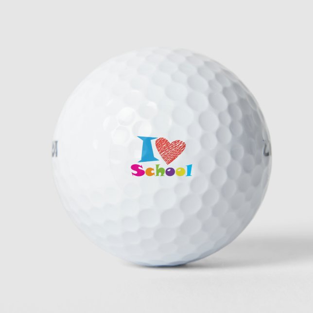 Ich Liebe Schule. Zurück zur Schule. Cartoon Niedl Golfball (Vorderseite)