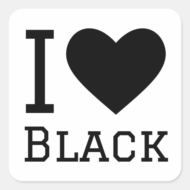Ich Liebe schwarz Quadratischer Aufkleber (Vorderseite)