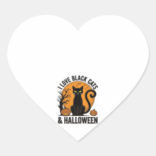 Ich liebe schwarze Katzen Halloween Vintage-Shirt- Herz-Aufkleber