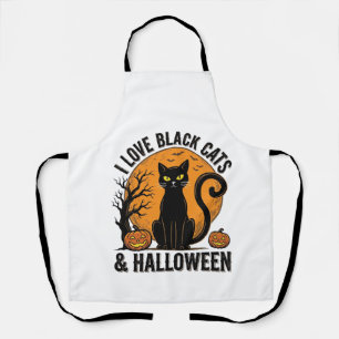 Ich liebe schwarze Katzen Halloween Vintage-Shirt- Schürze