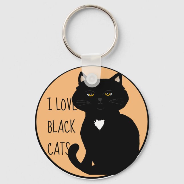 Ich Liebe schwarze Katzen Schlüsselanhänger (Vorderseite)