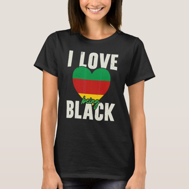 Ich Liebe, schwarzer Stolz Melanin Afrikaner T-Shirt (Vorderseite)