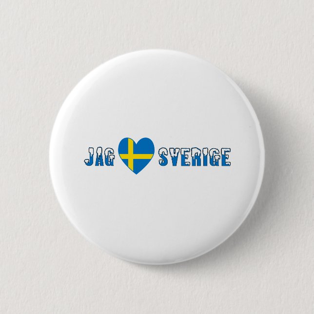 Ich Liebe Schweden Button (Vorderseite)