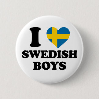Ich liebe schwedische Jungen Schweden Flagge Herz Button
