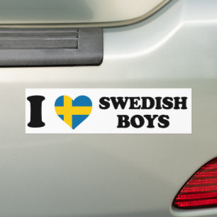 Ich liebe schwedische Jungen - Schwedische Flagge Autoaufkleber
