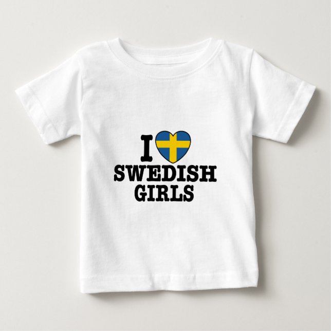 Ich Liebe Schwedische Mädchen Baby T-shirt (Vorderseite)