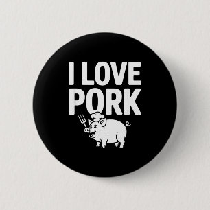 Ich liebe Schweinefleisch Koch Schwein BBQ-Gabel Button