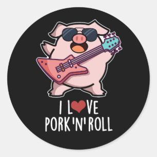 Ich Liebe Schweinefleisch und Roll Funny Music Pig Runder Aufkleber
