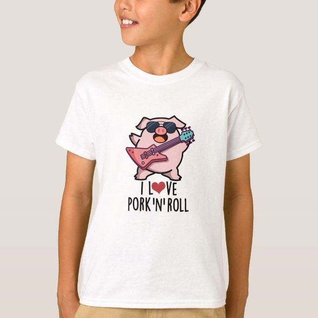 Ich Liebe Schweinefleisch und Roll Funny Music Pig T-Shirt (Vorderseite)