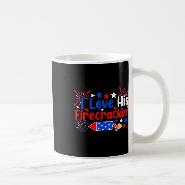 Ich Liebe seine Firecracker Funny 4. Juli Feuerwer Kaffeetasse (Rechts)