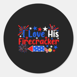 Ich Liebe seine Firecracker Funny 4. Juli Feuerwer Runder Aufkleber