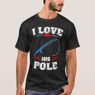 Ich liebe seine Stange Lustige Angeln Übereinstimm T-Shirt
