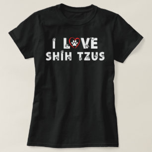 Ich liebe Shih Tzus Pfotenabdruck Hund T-Shirt