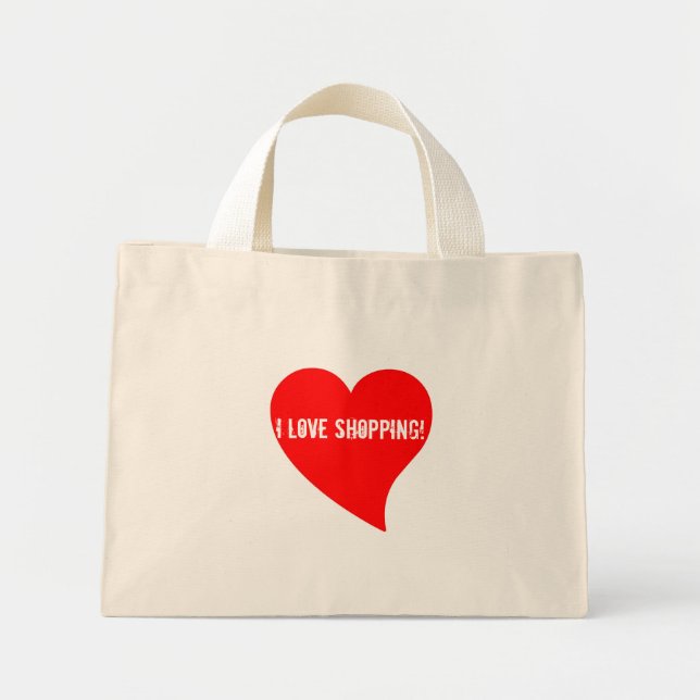 Ich Liebe Shopping!Blumetasche Mini Stoffbeutel (Vorne)