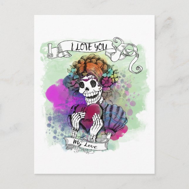 Ich Liebe Sie auch wenn ich die - Te amo mi amo Le Postkarte (Vorderseite)