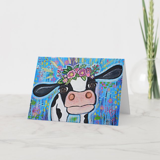 "Ich Liebe Sie auf das Mooo-n & Back" Niedliche Ku Karte (Vorderseite)