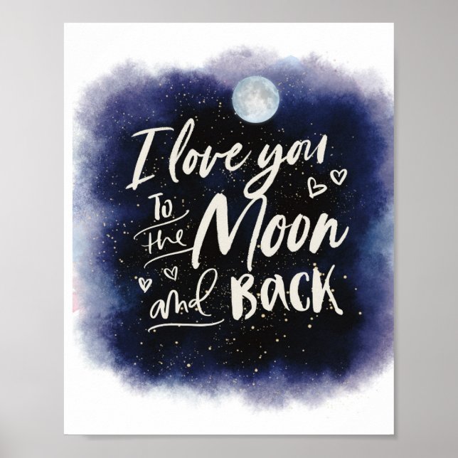 Ich Liebe Sie auf den Mond und die Rückseite Text  Poster (Vorne)