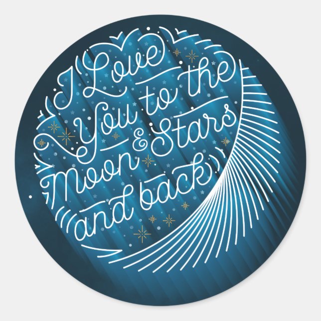 Ich Liebe Sie auf den Mond und Sterne / Sticker (Vorderseite)