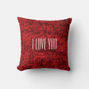 Ich Liebe Sie auf einem Bed of Rose Design Kissen