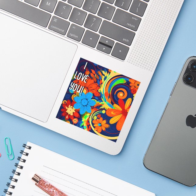 Ich Liebe Sie Aufkleber (Laptop mit iPhone)