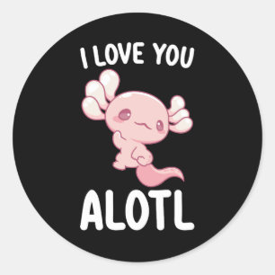 Ich Liebe Sie Axolotl Valentinstag Runder Aufkleber